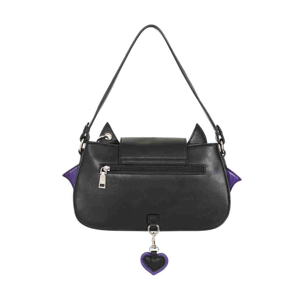 Banned - Batwing Charm Handtas - Zwart/Paars